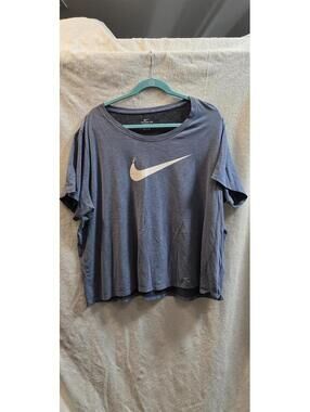 Nike Dri-FIT Heathered Blue Gray Swoosh Crop Tee 3X
